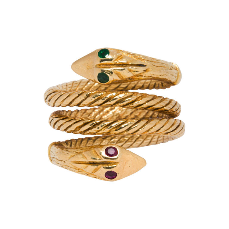 Cartier 18k gold gemstone serpent ring