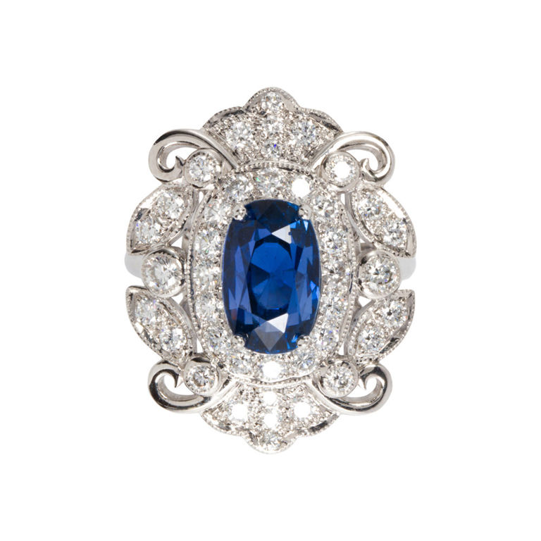 14k white gold sapphire and diamond ring