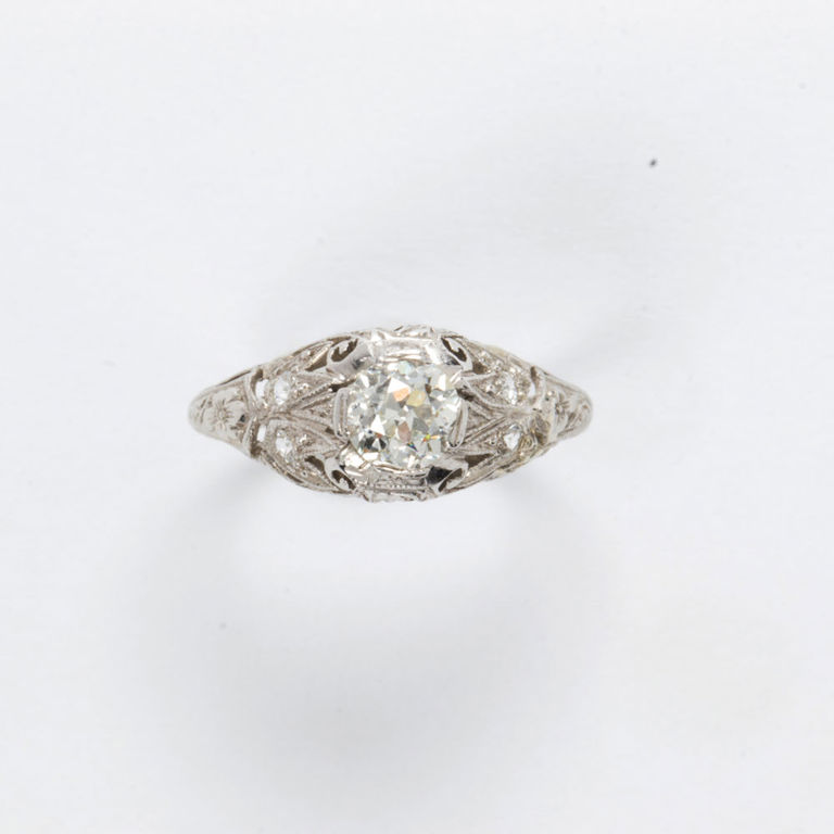 A diamond and platinum ring