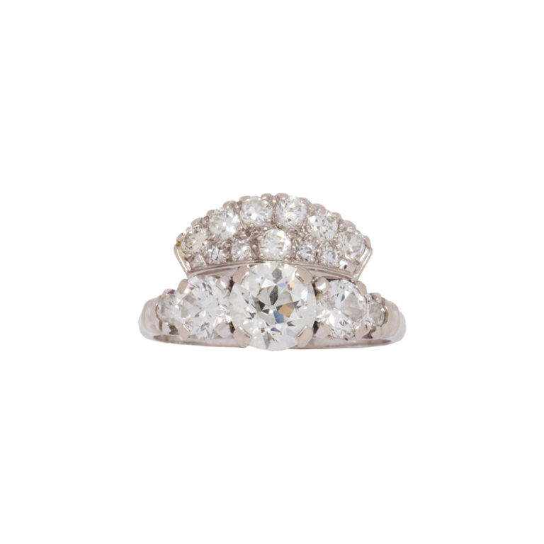 A diamond and 14k white gold ring