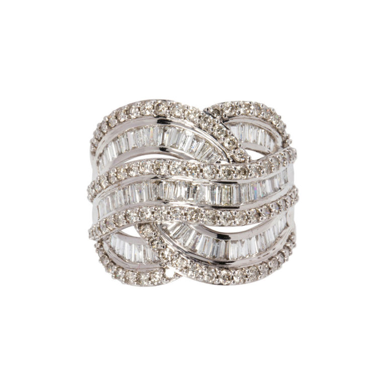 A diamond and 10k white gold ring