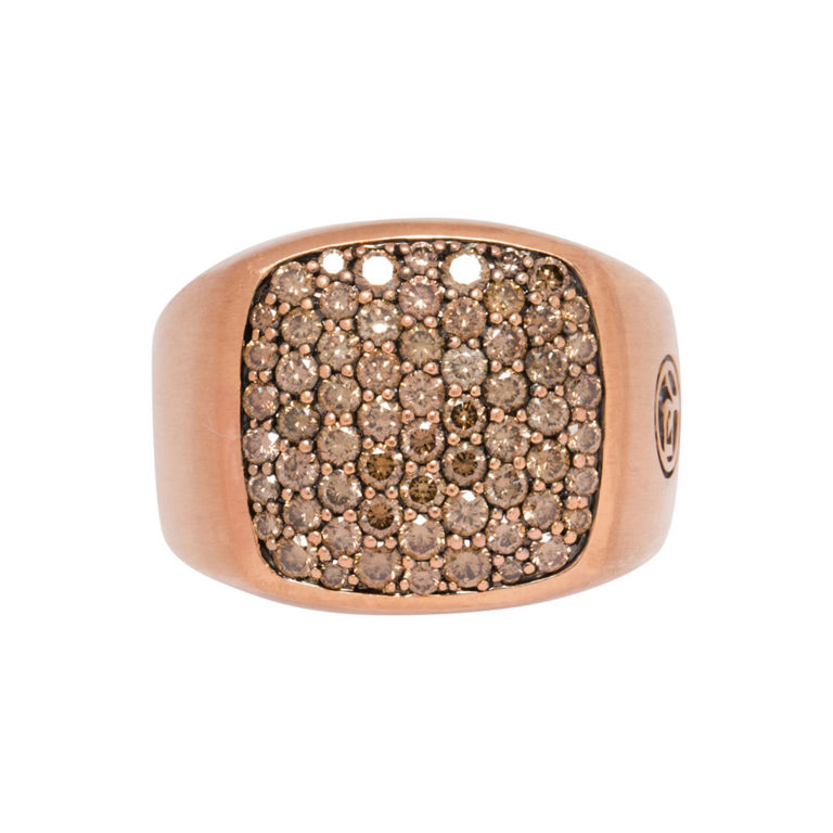 David Yurman 18k rose gold brown diamond ring