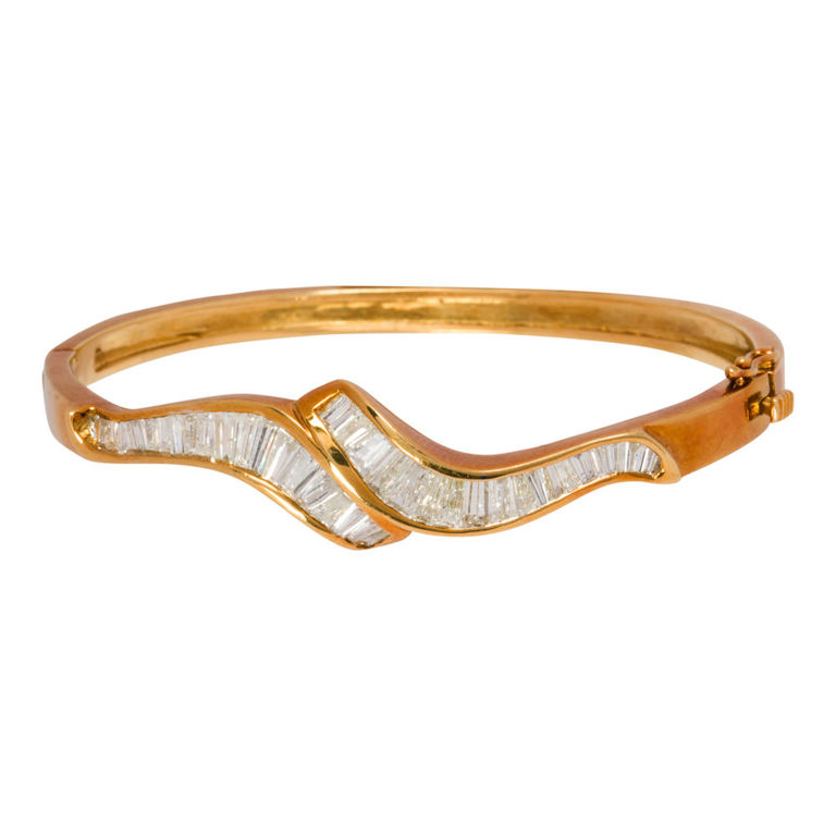 14k gold diamond bangle bracelet