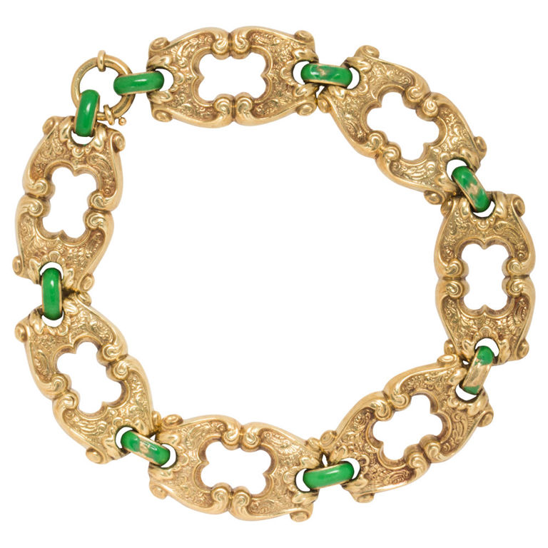 14k gold and enamel bracelet