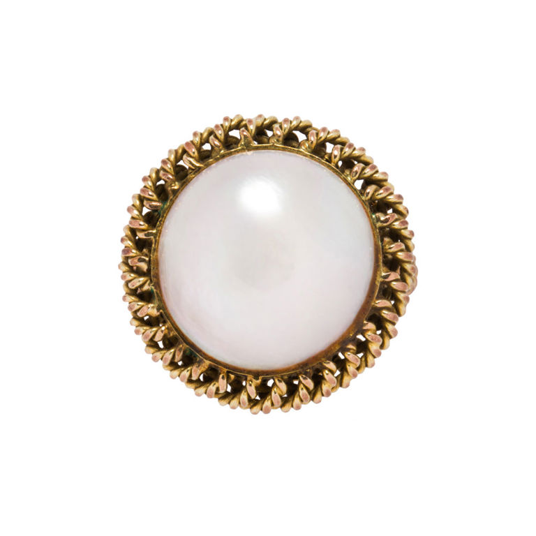 14k gold mabe pearl ring
