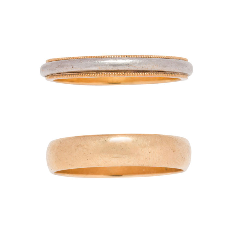 14k gold and 18k gold platinum rings