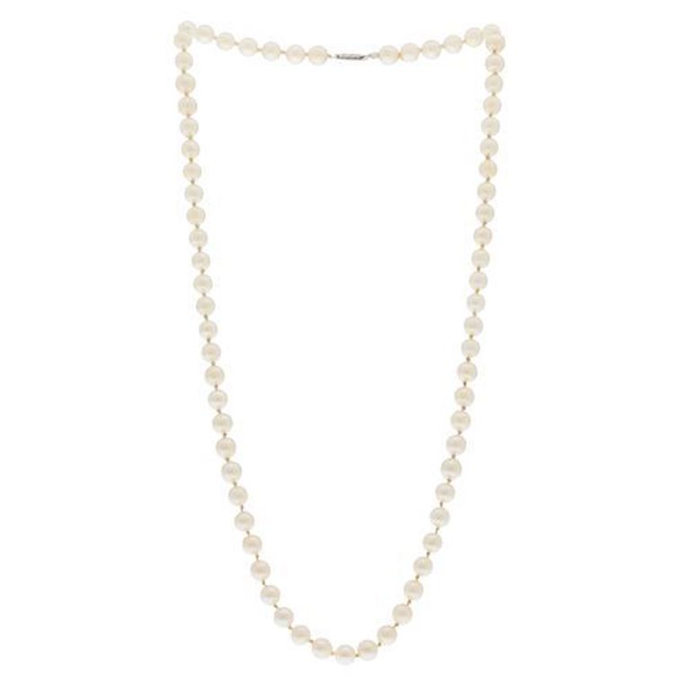 14k white gold necklace with cultured pearls