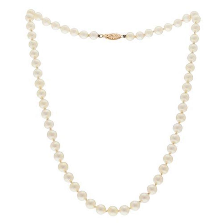 14k yellow gold necklace with cultured pearls