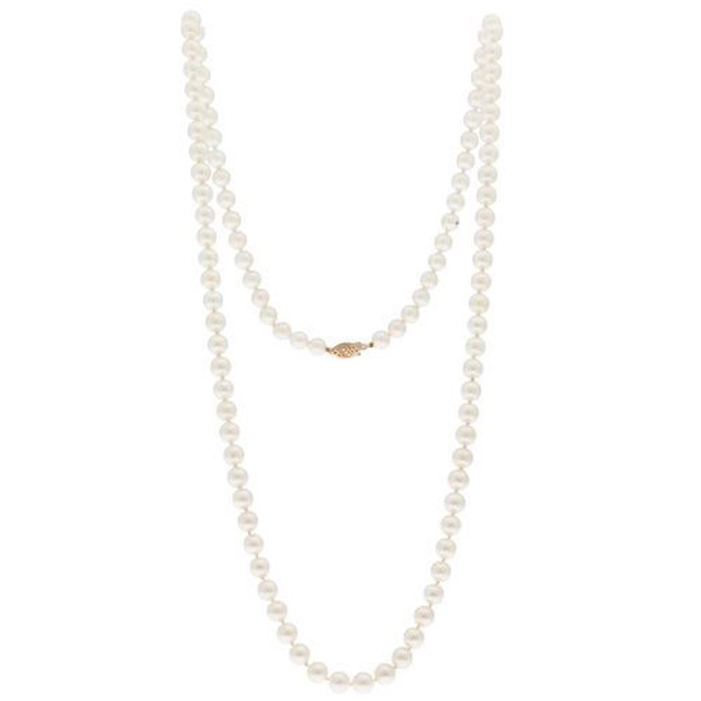 14k yellow gold necklace with cultured pearls