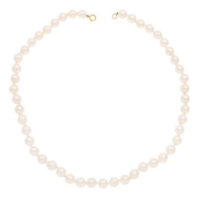 14k yellow gold necklace with cultured pearls
