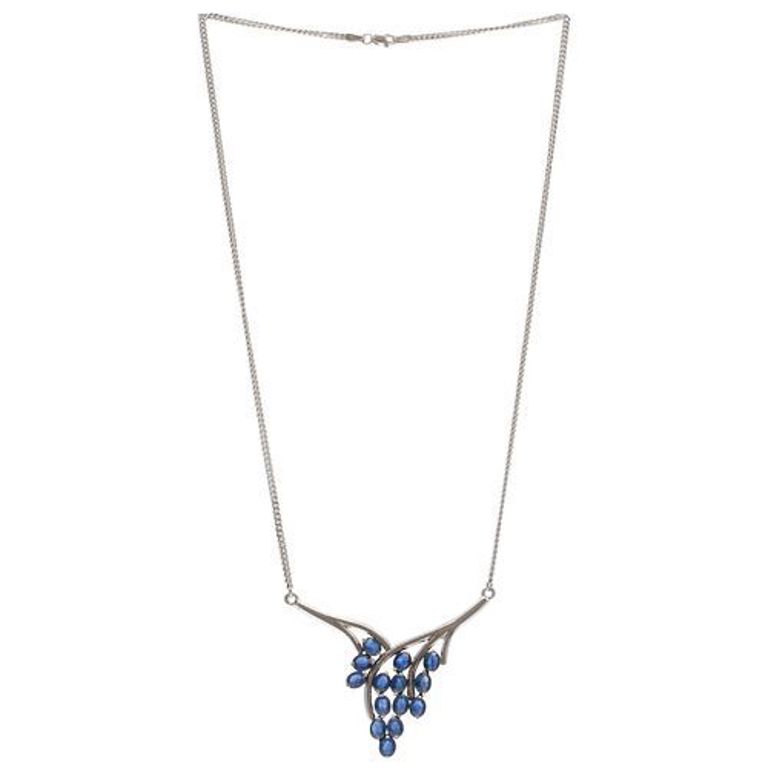 18k white gold necklace with sapphires