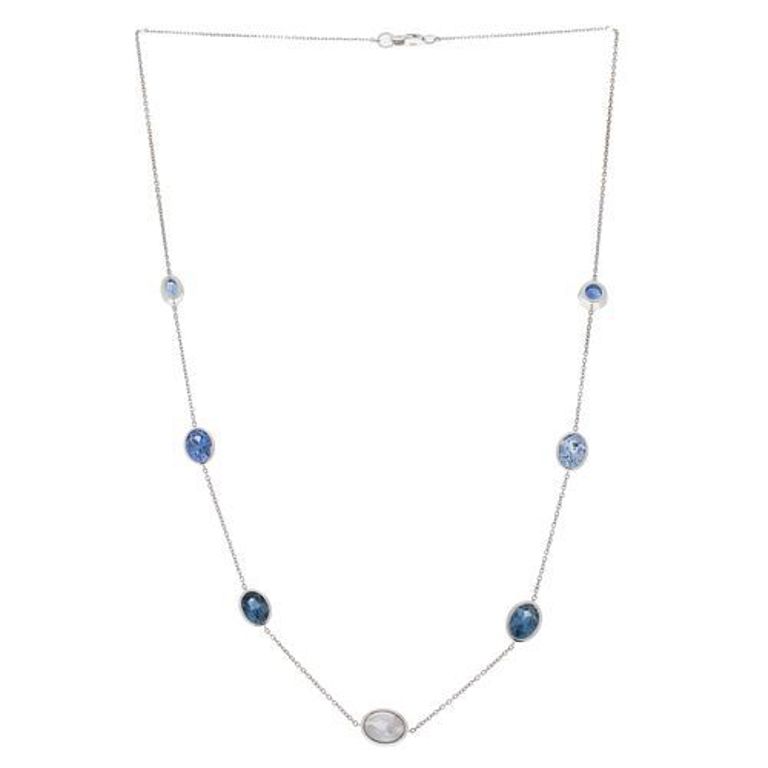 14k white gold necklace with sapphires