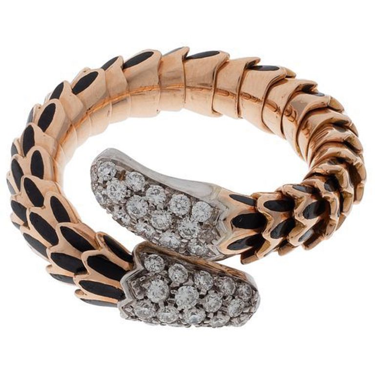 18k rose and white gold "Animalier" snake ring