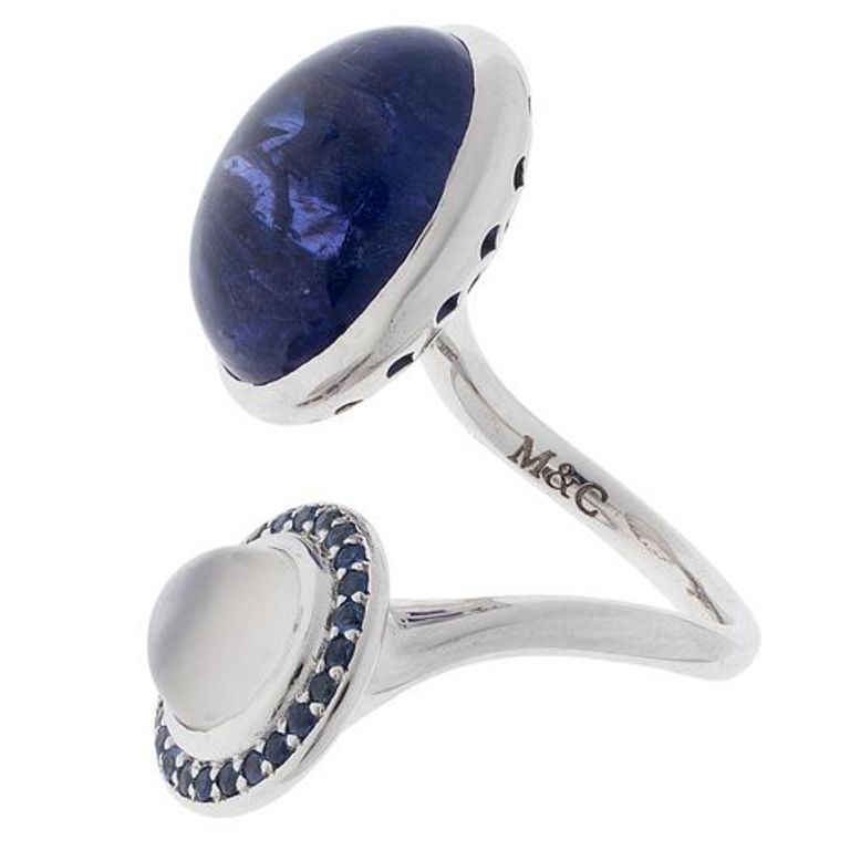 14k white gold bypass ring