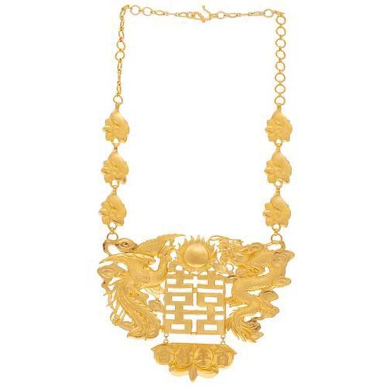 24k yellow gold Chinese necklace