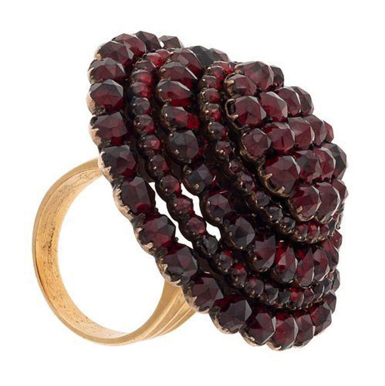 14k yellow gold ring with Bohemian garnets