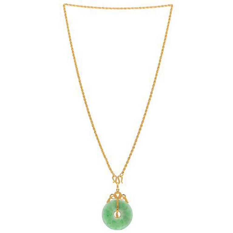 Jade bi-disc necklace