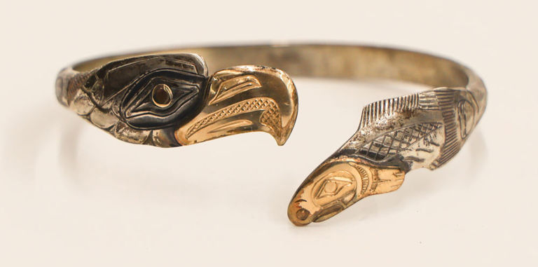 Jenny Lyn Smith silver and gold "Eagle Salmon Bracelet"