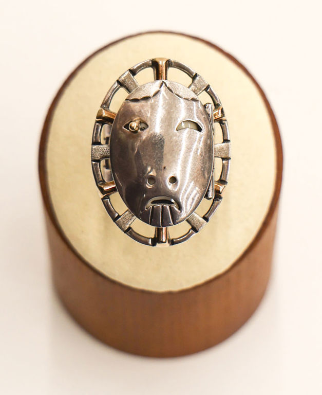 Denise Wallace "Woman in the Moon" silver and gold ring