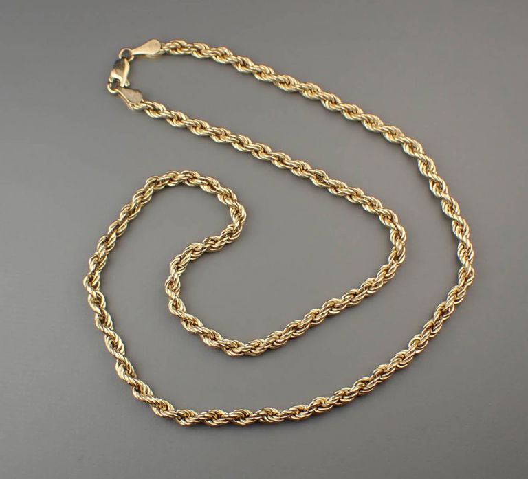 10k yellow gold rope chain necklace
