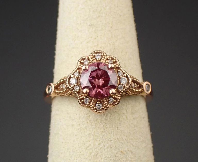 14k rose gold fancy pink diamond ring