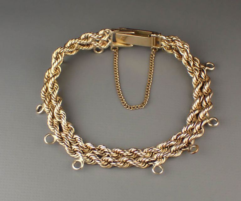 14k yellow gold double rope chain bracelet