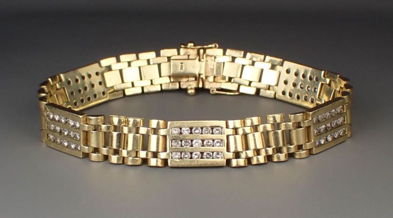 Men's diamond and 14k gold jubilee bracelet