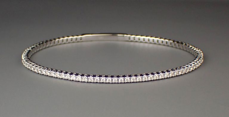 Diamond and 14k white gold wire tennis bracelet