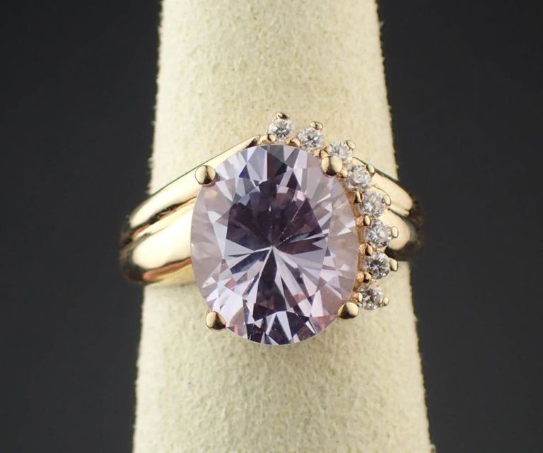 Pink CZ and 10k yellow gold ring