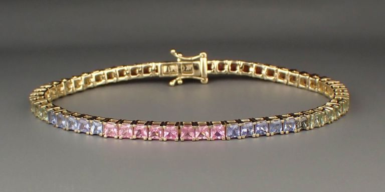 14k gold rainbow sapphire bracelet