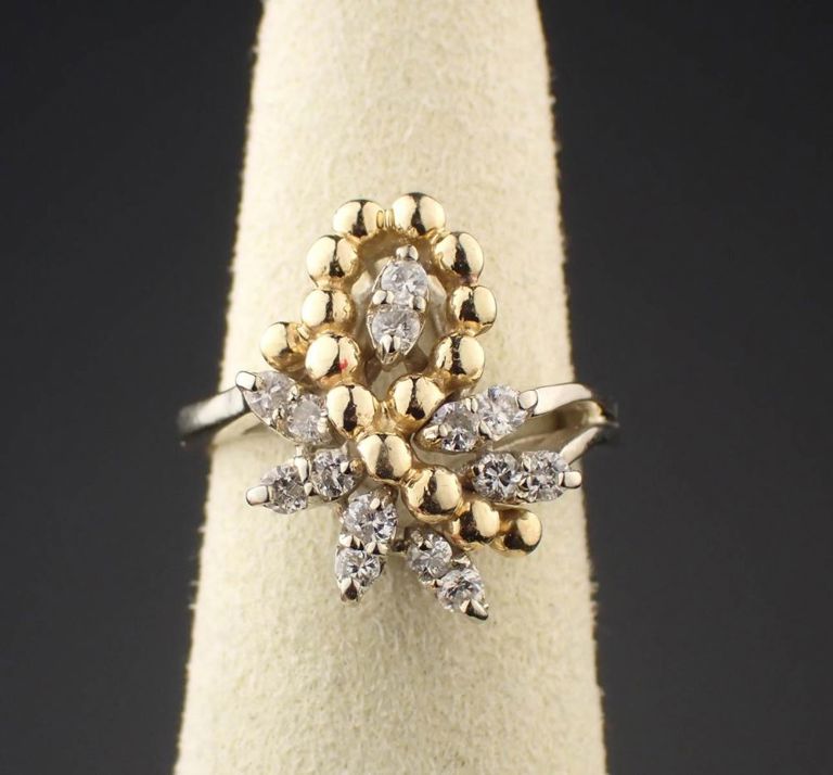 14k two-tone gold diamond ring
