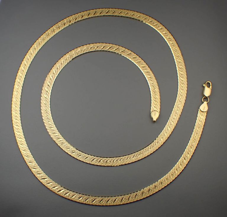 Italian 14k yellow gold herringbone chain