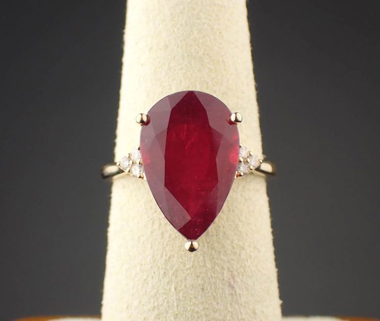 14k yellow gold ruby and diamond ring