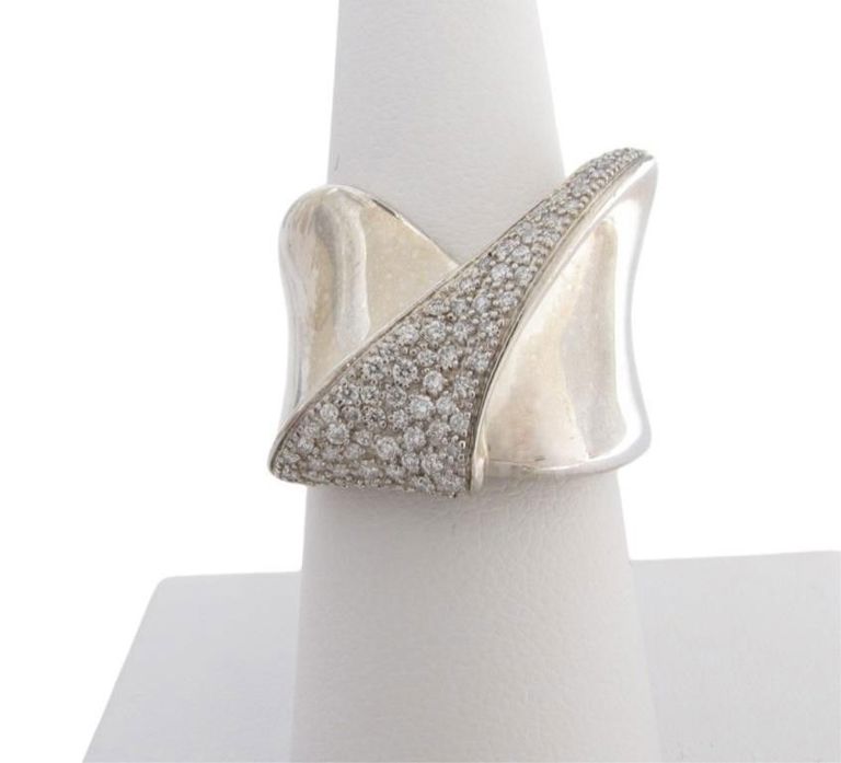 Ippolita sterling silver diamond wave ring
