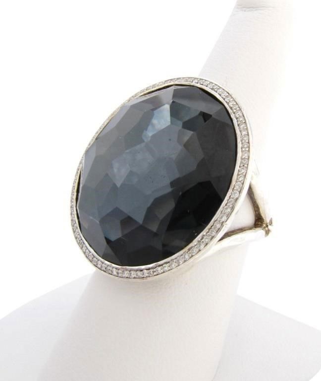 Ippolita sterling silver hematite and diamond ring