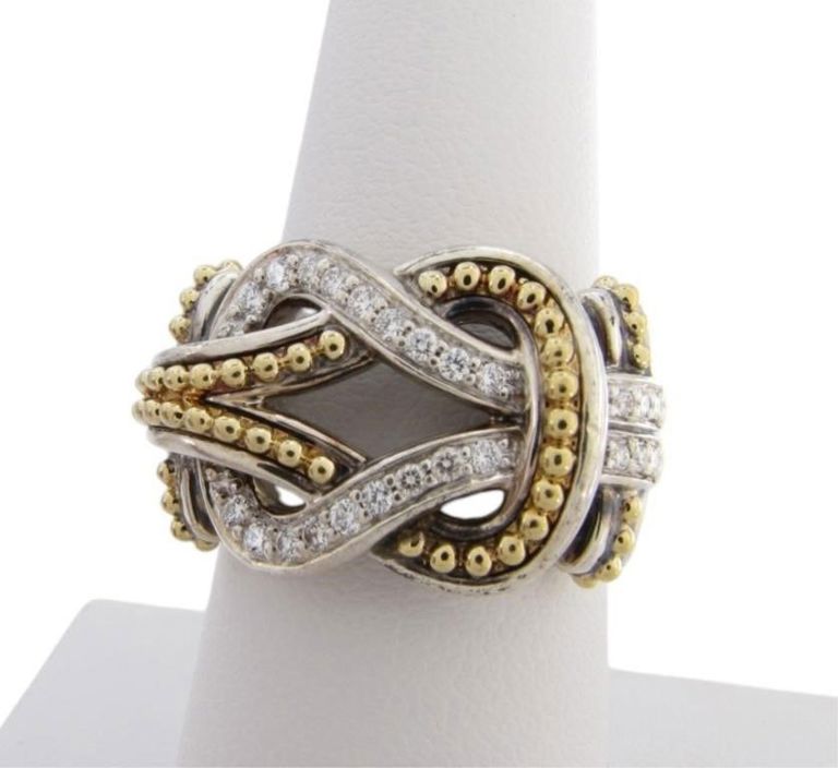 Stephen Lagos sterling silver diamond knot ring