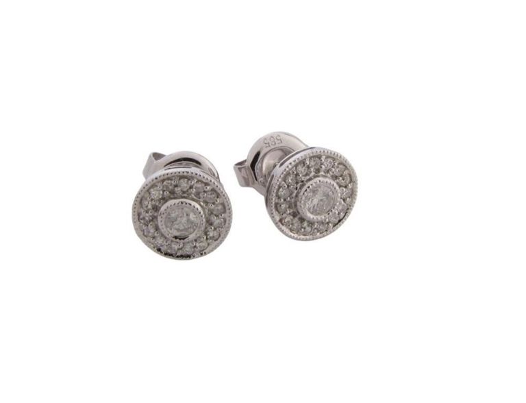 14k white gold diamond stud earrings