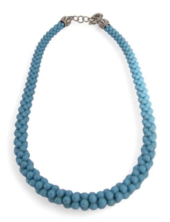 Lagos ceramic blue beaded necklace