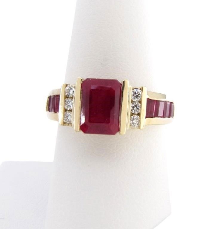 14k gold ruby and diamond ring