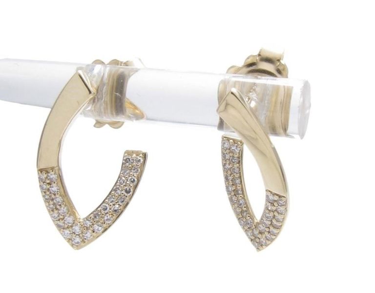14k gold diamond v-shape earrings