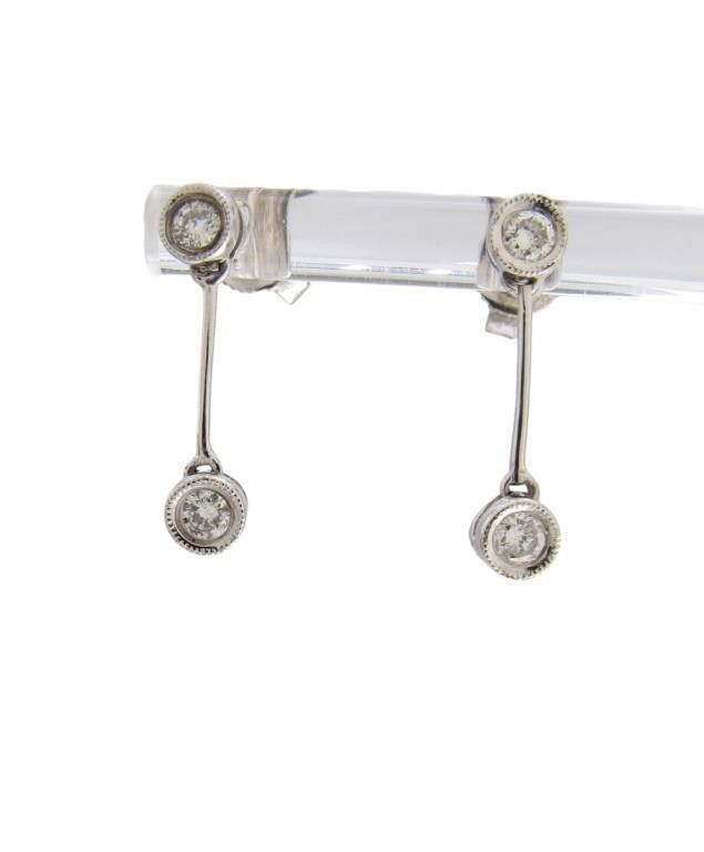 14k white gold diamond drop earrings