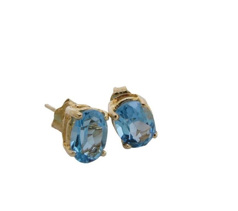 14k gold blue topaz stud earrings