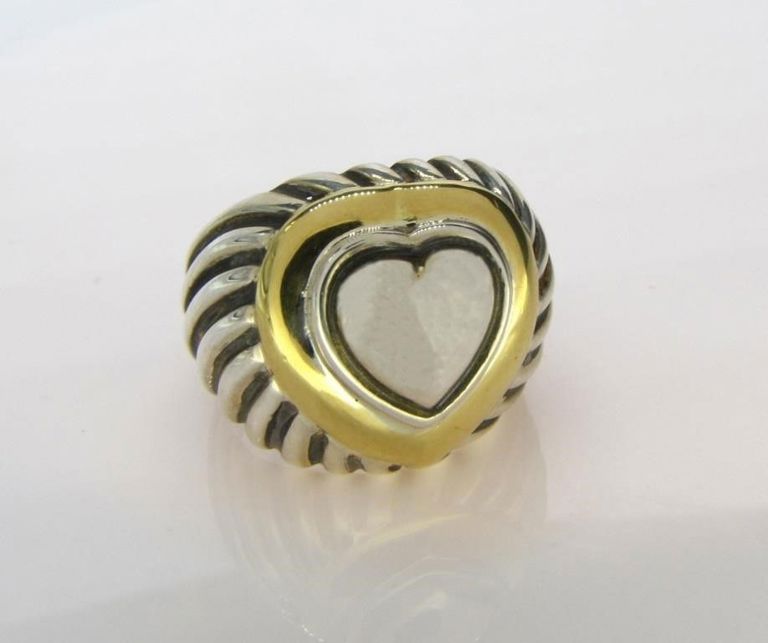 David Yurman 18k gold and sterling silver dome heart ring