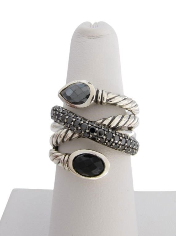 David Yurman sterling silver diamond Renaissance ring