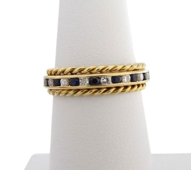 Tiffany & Co. 18k gold diamond and sapphire band ring