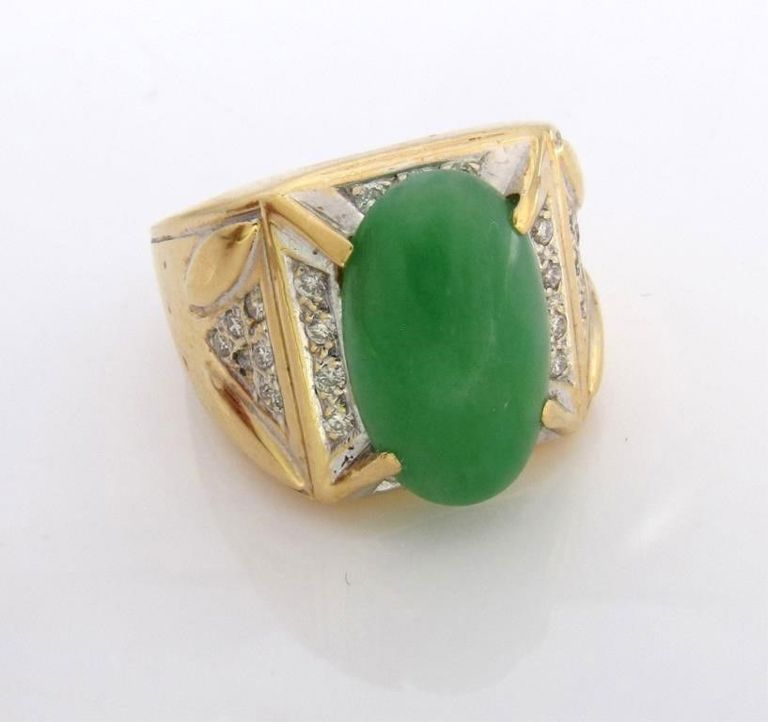 18k gold jade and diamond gent's ring