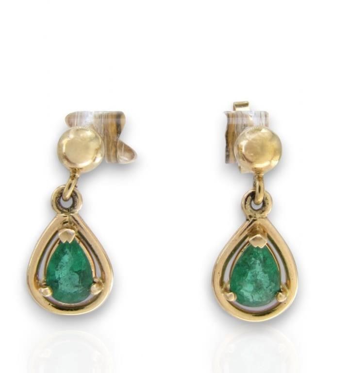 14k gold emerald drop earrings