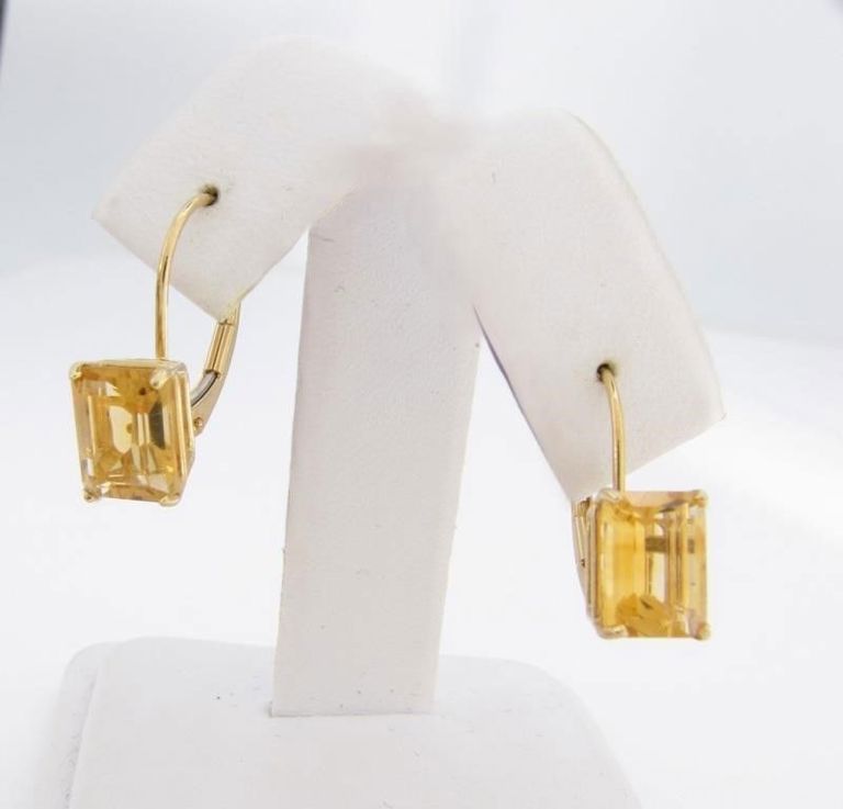 14k gold citrine Euro wire earrings