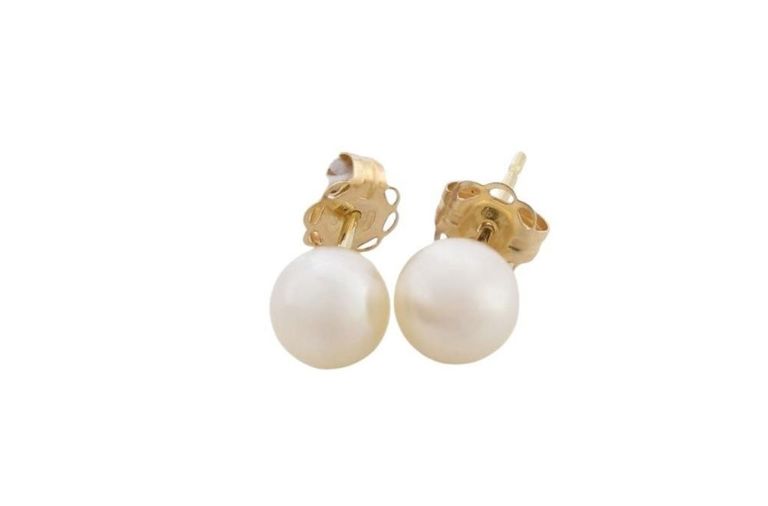 14k gold cultured pearl stud earrings