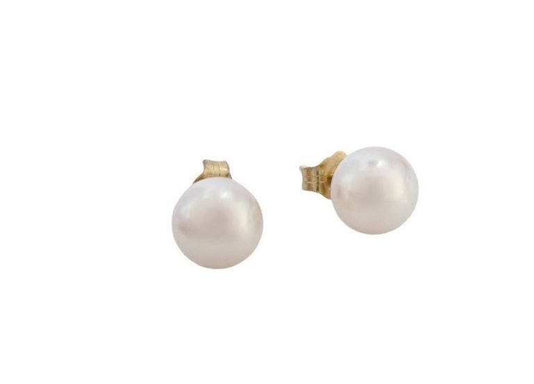 14k gold cultured pearl stud earrings